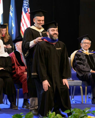 Dr. Moustafa Awad at his PhD graduation ceremony.